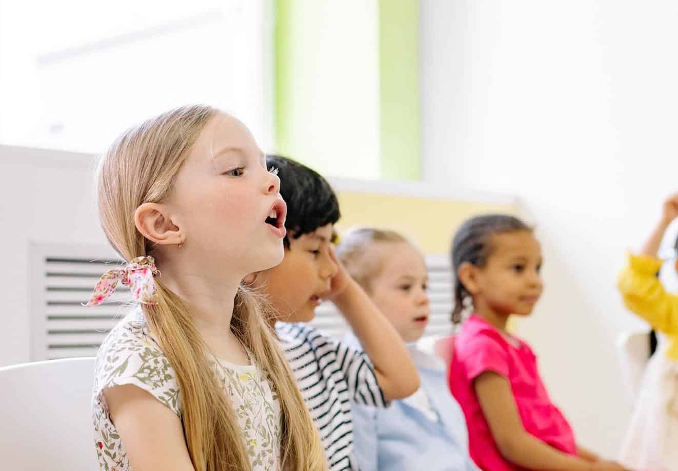 Children in a classroom learning