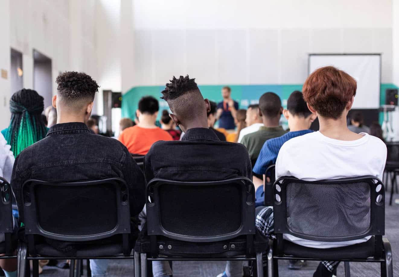 Students sitting in class.
