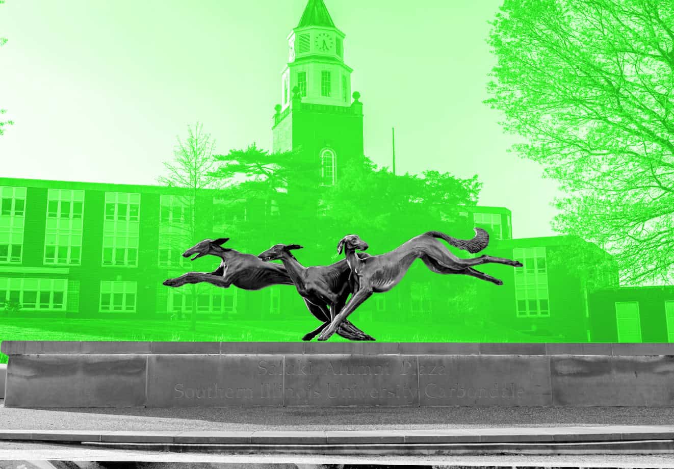 A statue on campus at Southern Illinois University.