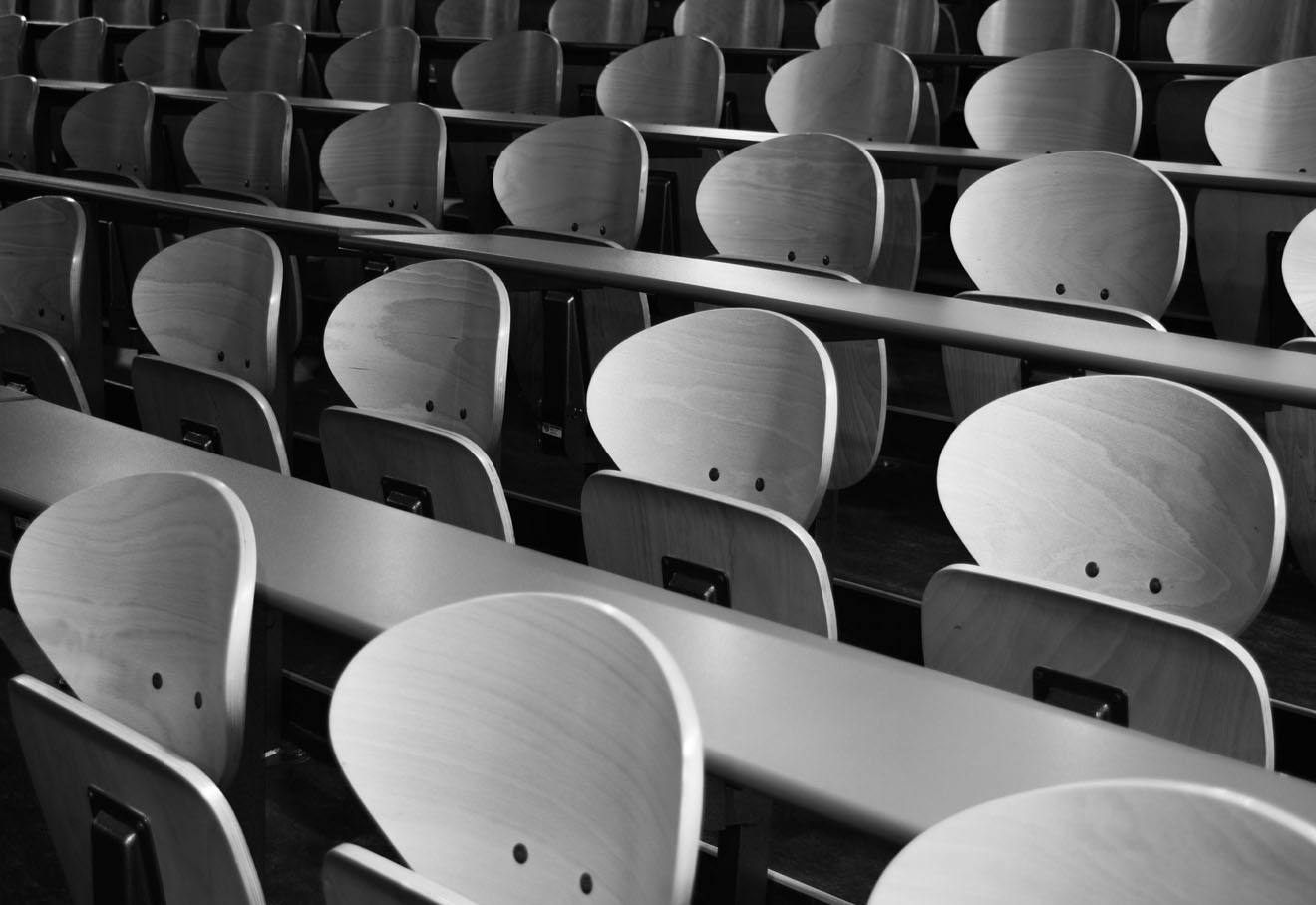 An empty university lecture hall