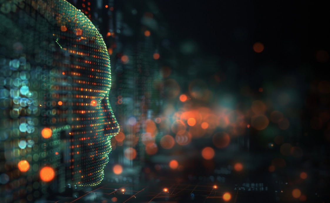 A face formed by binary code