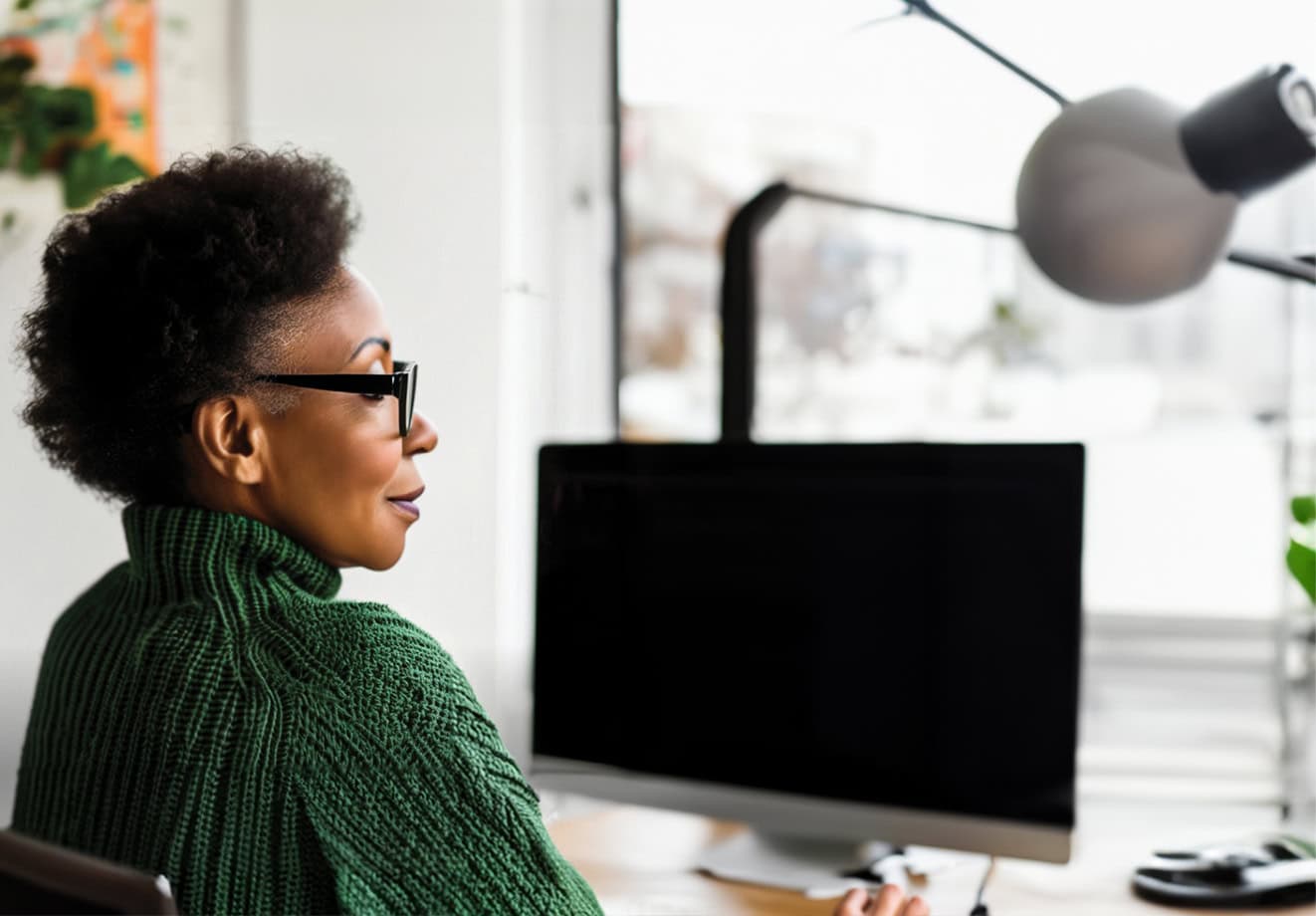 Woman working on computer in office