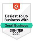 G2 Badge - Easiest to do business with small business Summer 2024