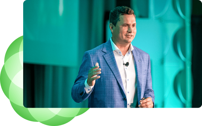 John Baker on stage at Fusion