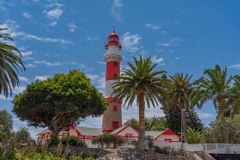 Famous Swakopmund Lighthouse in Swakopmund, city on the Atlantic coast of northwestern Namibia