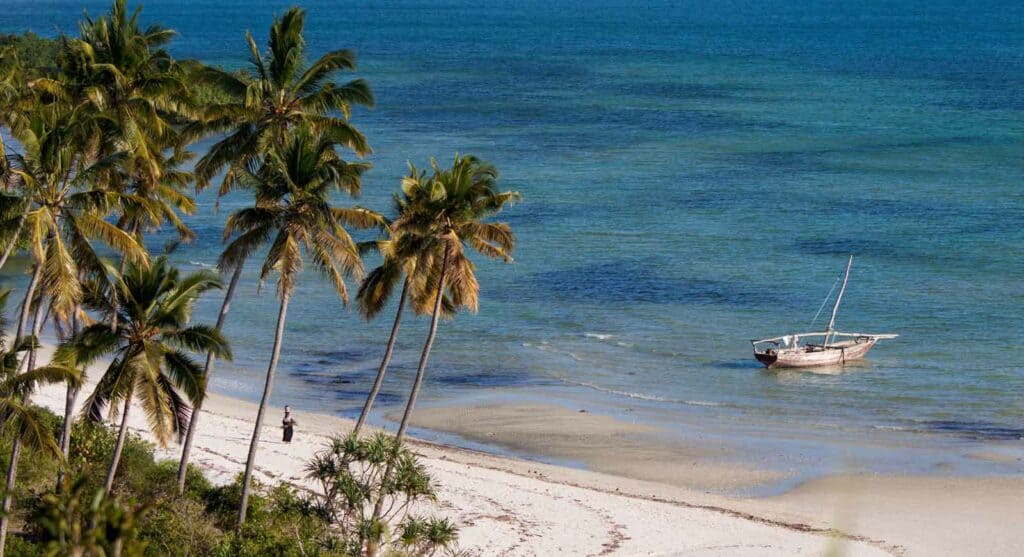 View of the beach by Fundu Lagoon, Zanzibar. Photo: Fundu Lagoon