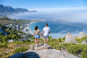 View from the rock viewpoint in Cape Town over Campsbay, Cape Town