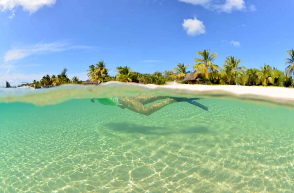 Snorkeling in Bazaruto Archipelago in Mozambique.