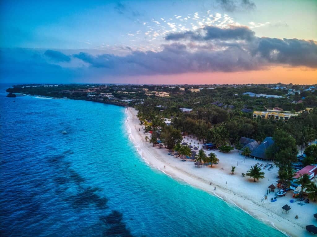 Aerial view of Kendwa beach, Zanzibar