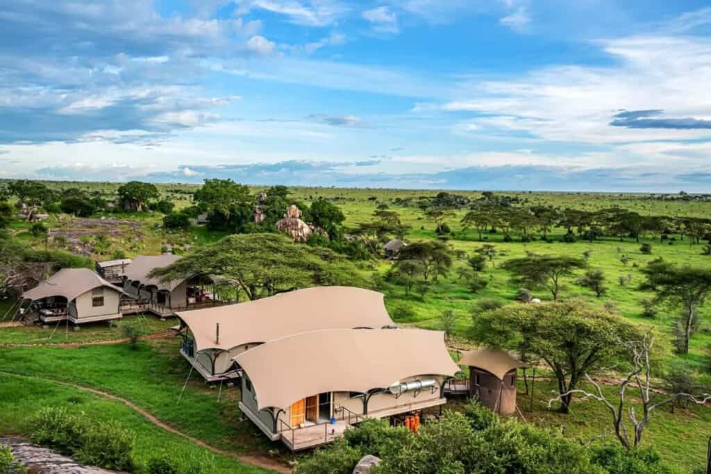 An aerial view of the Lemala Nanyukie camp in Tanzania.