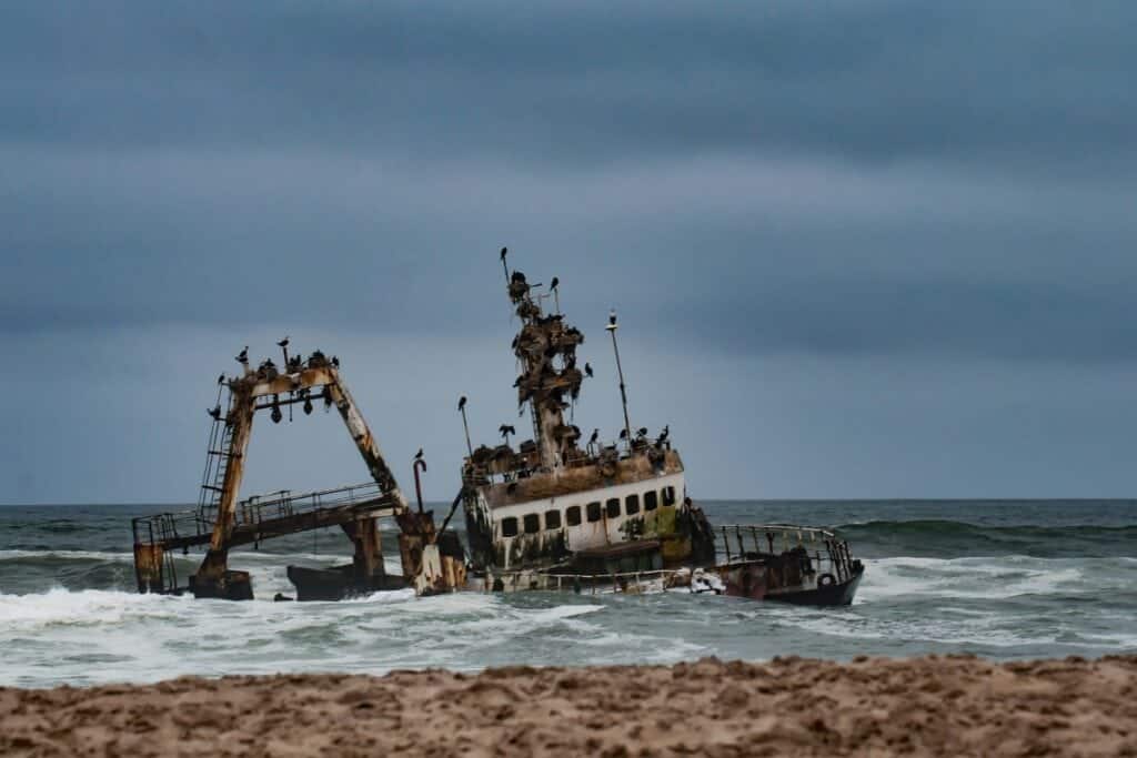 A shipwreck on the Skeleton Coast.