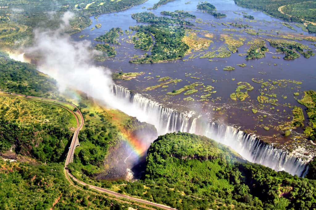 Aerial view of Victoria Falls in Zambia