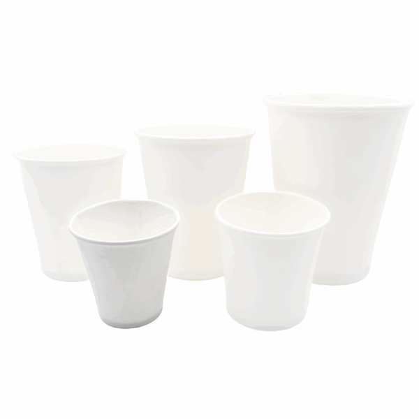 Bicchierini di carta e pla per caffè 80 ml 100 pz fotografato in ambiente neutro