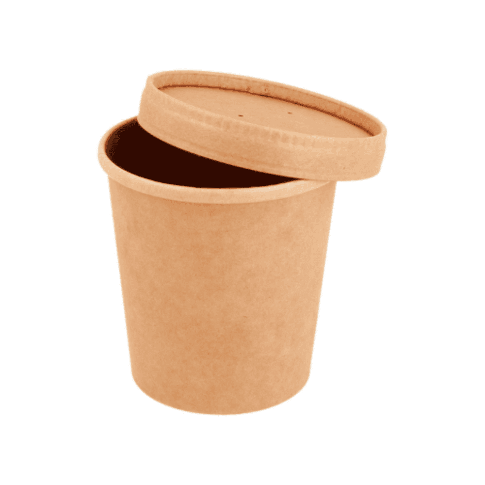 Ciotole cartoncino Kraft bioplastica 900ml coperchio 100 pezzi