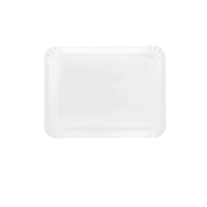 Piatti di carta bianchi rettangolari, dimensioni 20x13 cm, confezione da 600 pezzi.