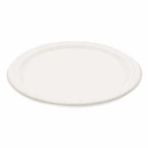 Set da 100 piatti grandi compostabili in polpa di cellulosa e PLA, diametro 26 cm.