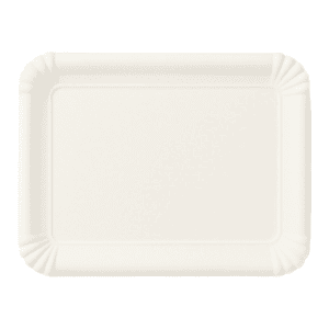 Piatti compostabili rettangolari bianchi 21×14 cm in carta, confezione da 400 pezzi per catering professionale