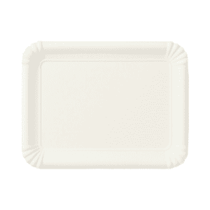 Piatti bianchi rettangolari in carta biodegradabile 19×13 cm, confezione da 400 pezzi per uso professionale