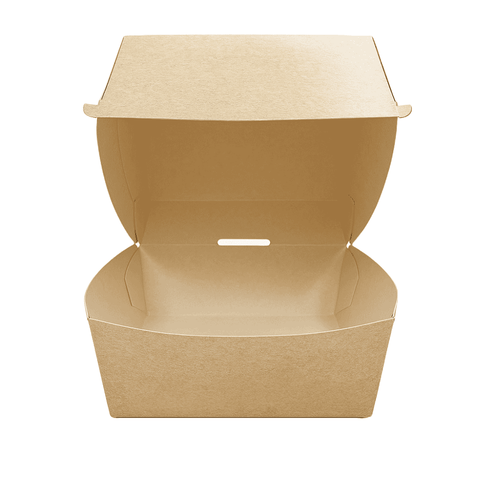 Porta burger cartoncino avana 12x12x11 cm, confezione da 100 pezzi.