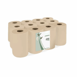 Confezione da 12 rotoloni di carta assorbente asciugatutto avana a 2 veli, 160 strappi per rotolo.