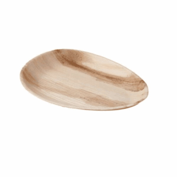 Assiette ovale en feuille de palmier, 26 cm, lot de 25, compostable et biodégradable.