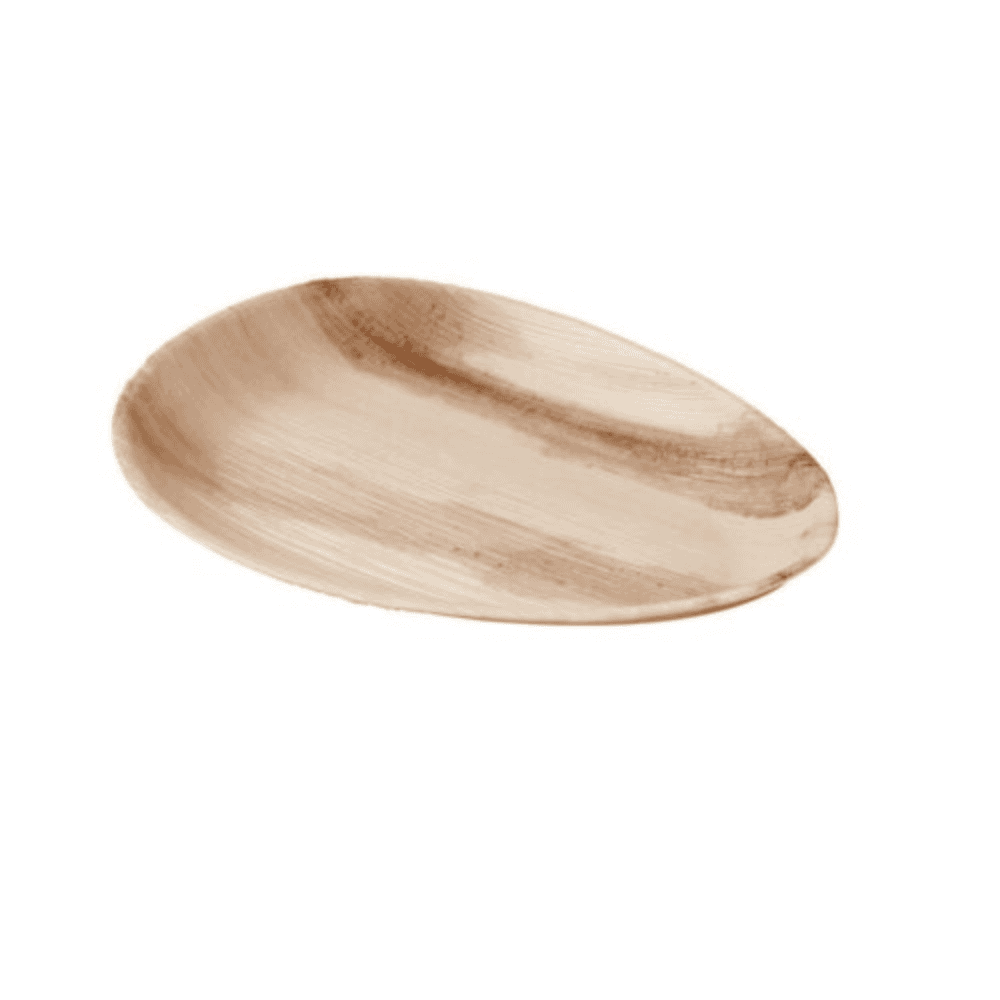 Assiette ovale en feuille de palmier, 26 cm, lot de 25, compostable et biodégradable.