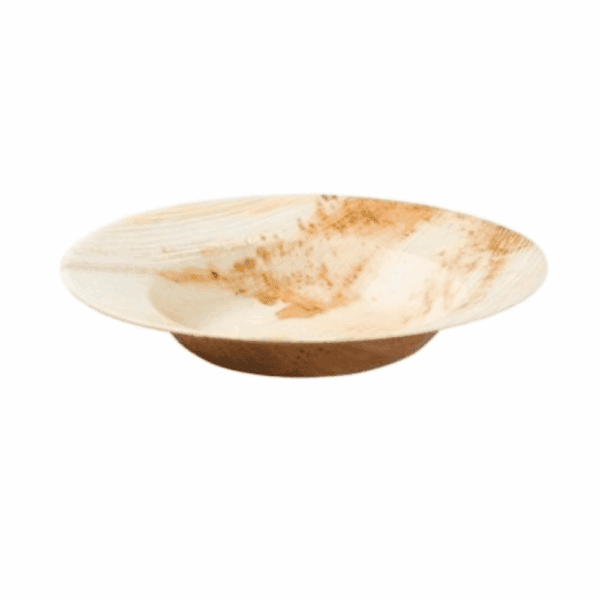 Assiettes creuses en feuille de palmier, 23 cm, lot de 25, compostables et biodégradables.