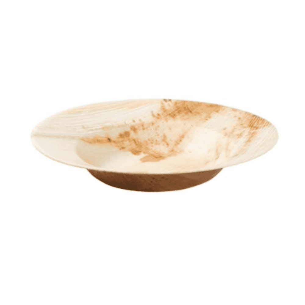 Assiettes creuses en feuille de palmier, 23 cm, lot de 25, compostables et biodégradables.