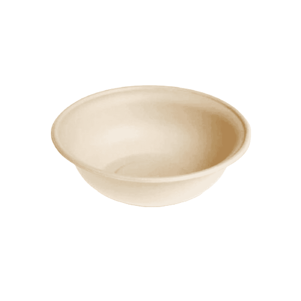 Assiette creuse 600 ml en pulpe de cellulose et PLA, compostable et biodégradable, couleur naturelle avana