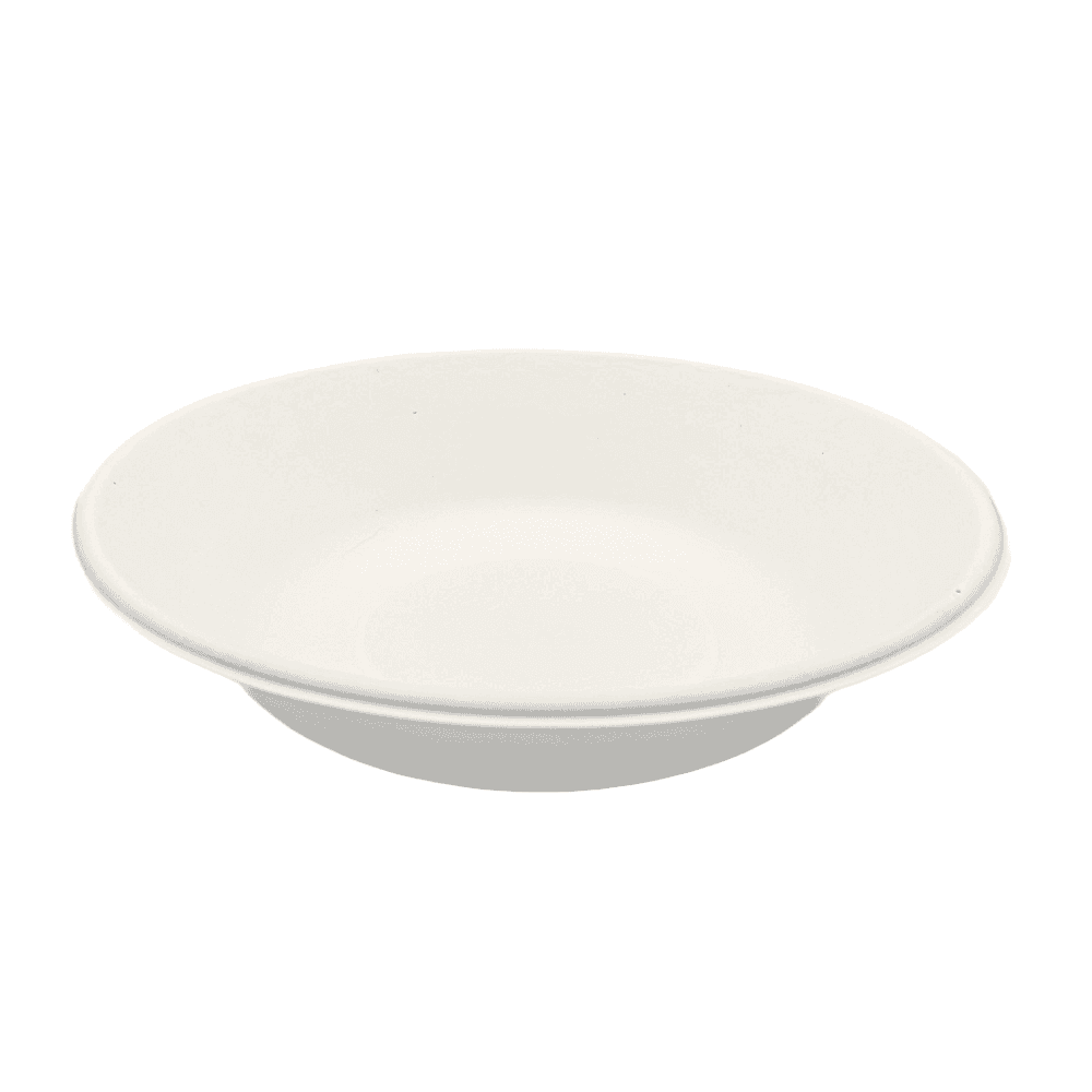 Assiettes creuses en pulpe de cellulose et PLA 680 ml, lot de 125, compostables.