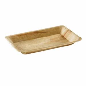 Assiettes creuses rectangulaires en feuille de palmier, 25x15 cm, lot de 25, compostables.