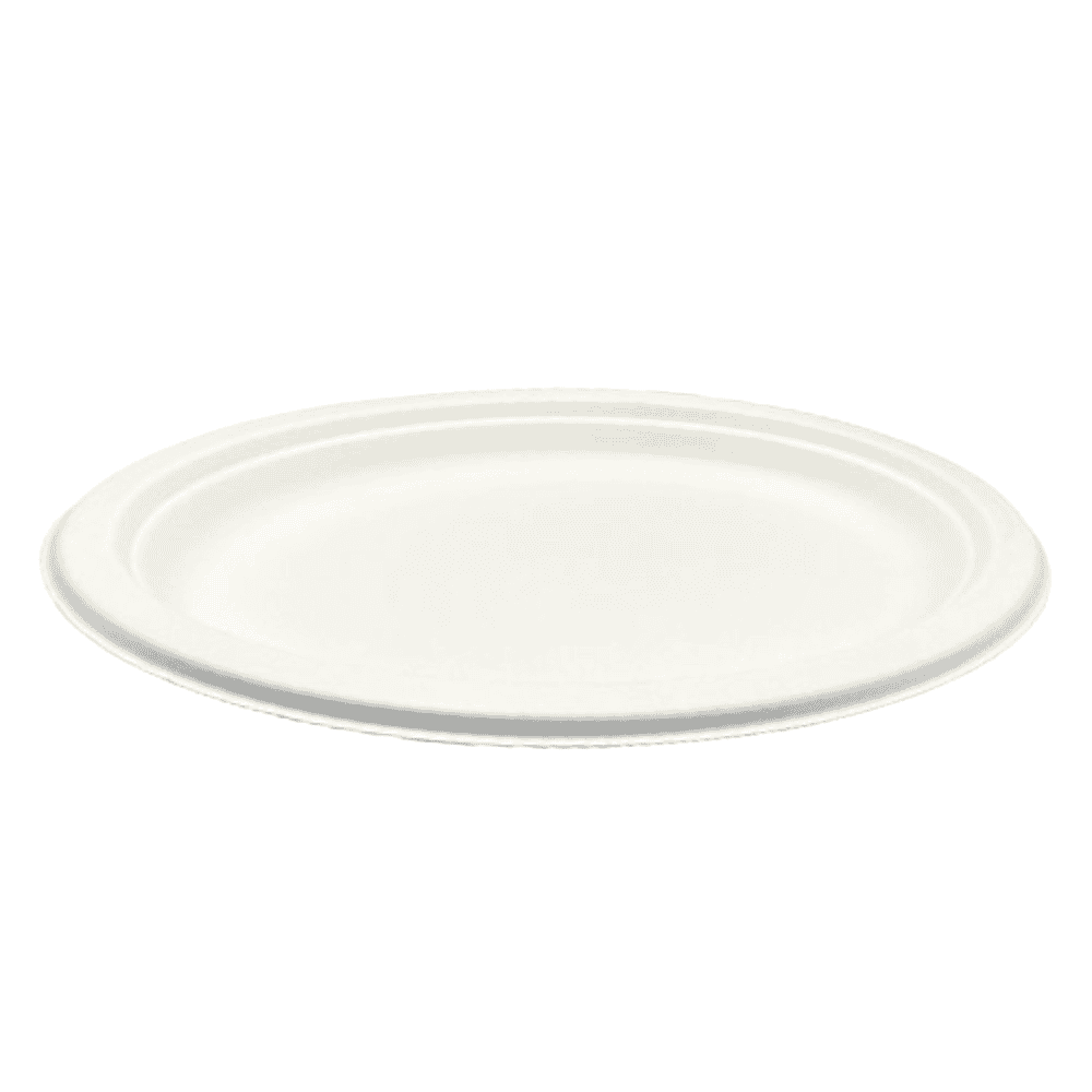 Assiettes ovales en pâte et PLA 26×19 cm, lot de 100, compostables.