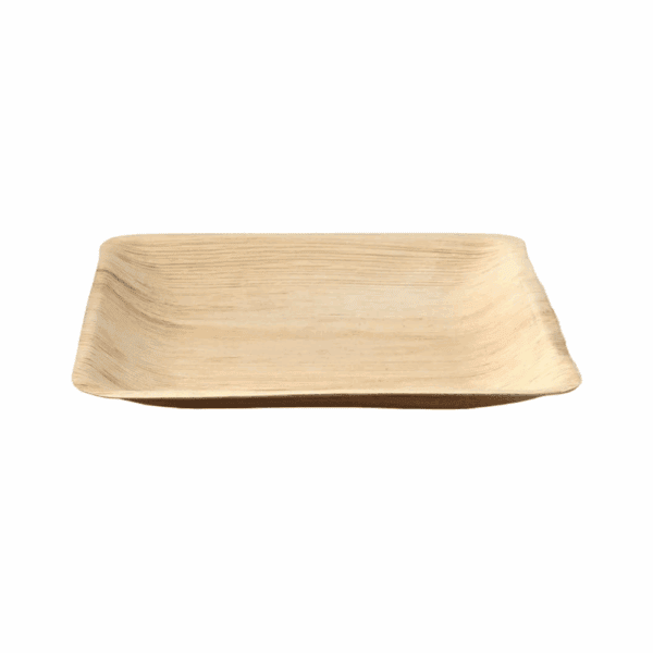 Assiettes rectangulaires en feuilles de palmier, 17x25 cm, lot de 25, compostables.