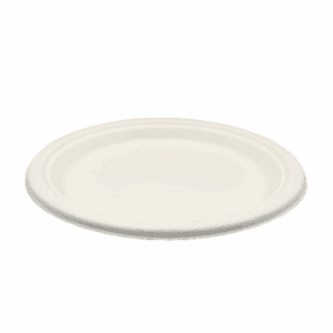 Assiettes rondes blanches en canne à sucre, 23 cm, lot de 100, compostables.