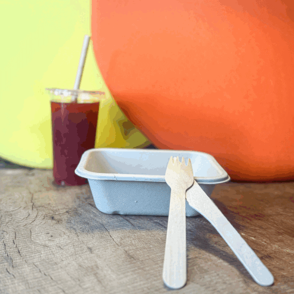 100 barquettes alimentaires biodégradables et compostables de 450ml.