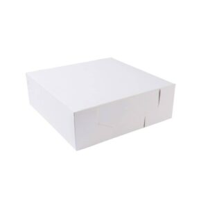 Boîte à gâteaux blanche 30,5x30,5x10 cm, 100 pcs, compostable et biodégradable, certifiée sans plastique.
