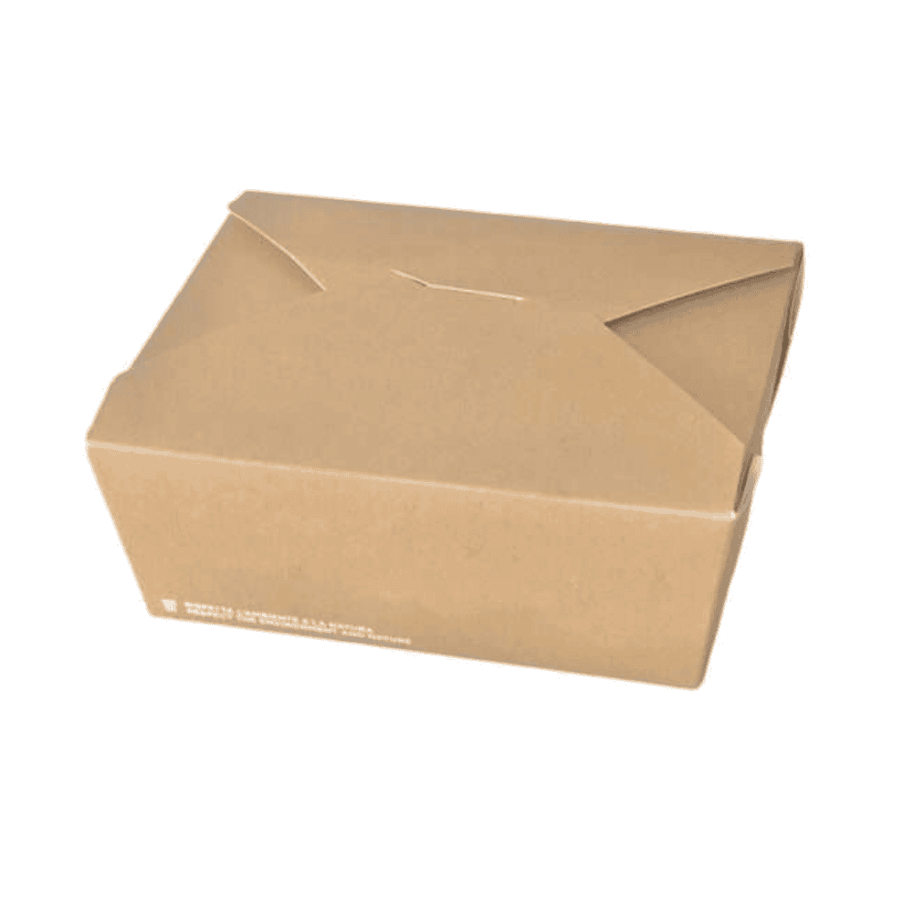 Boîte alimentaire kraft avec PLA 1350 ml, compostable et biodégradable.