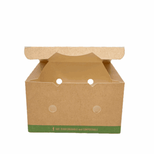 Boîte pour fritures en carton kraft avana 12×10×7 cm, compostable.
