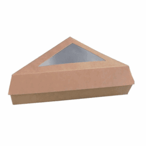 Boîte pâtisserie triangulaire compostable fenêtre 15.5x13x4.5cm