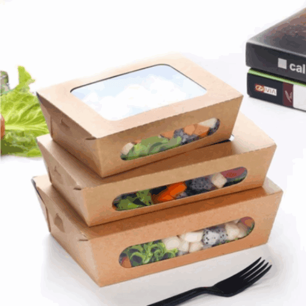 Boîte en carton avec fenêtre en bioplastique 1100 ml, vue de dessus