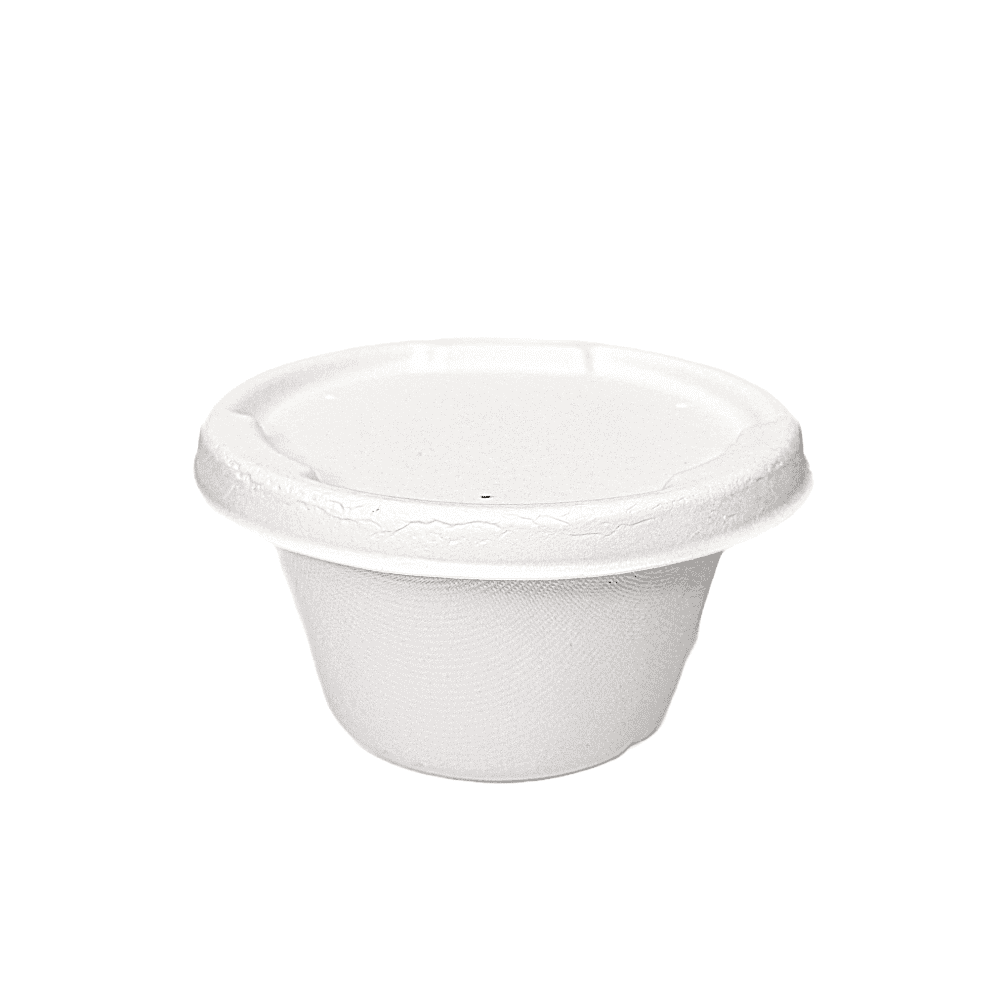 Bol compostable en pulpe de cellulose 350 ml blanc.