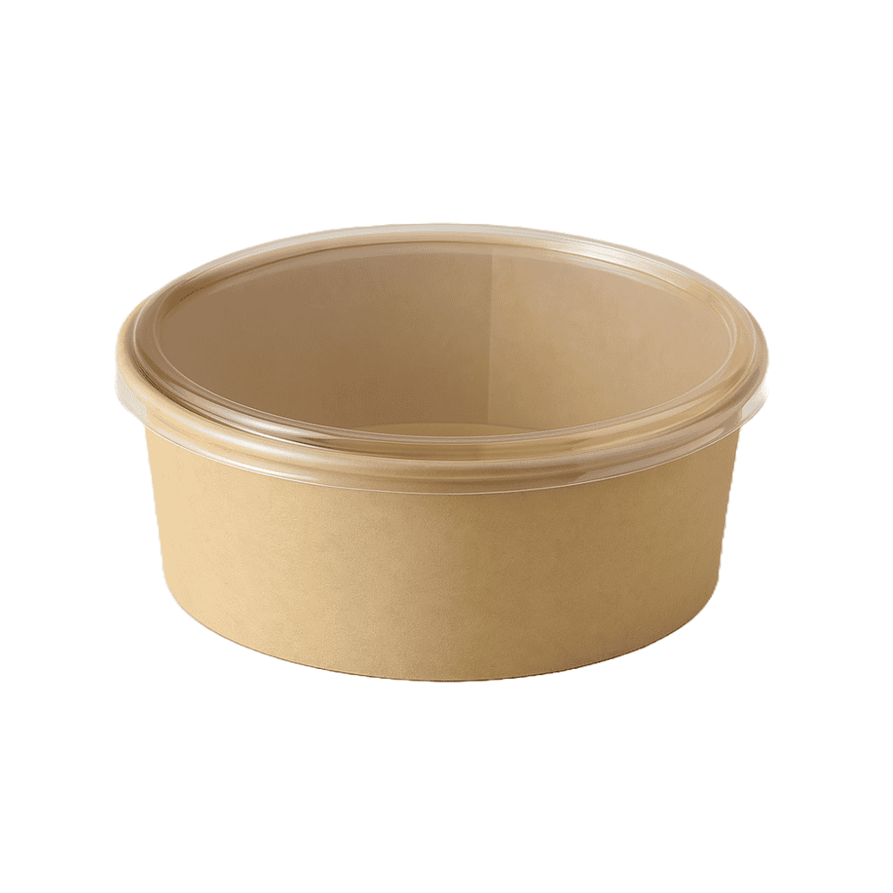 Bols à salade poke compostables avec couvercle 1200 ml, 100 pcs, certifiés sans plastique, biodégradables et imperméables.