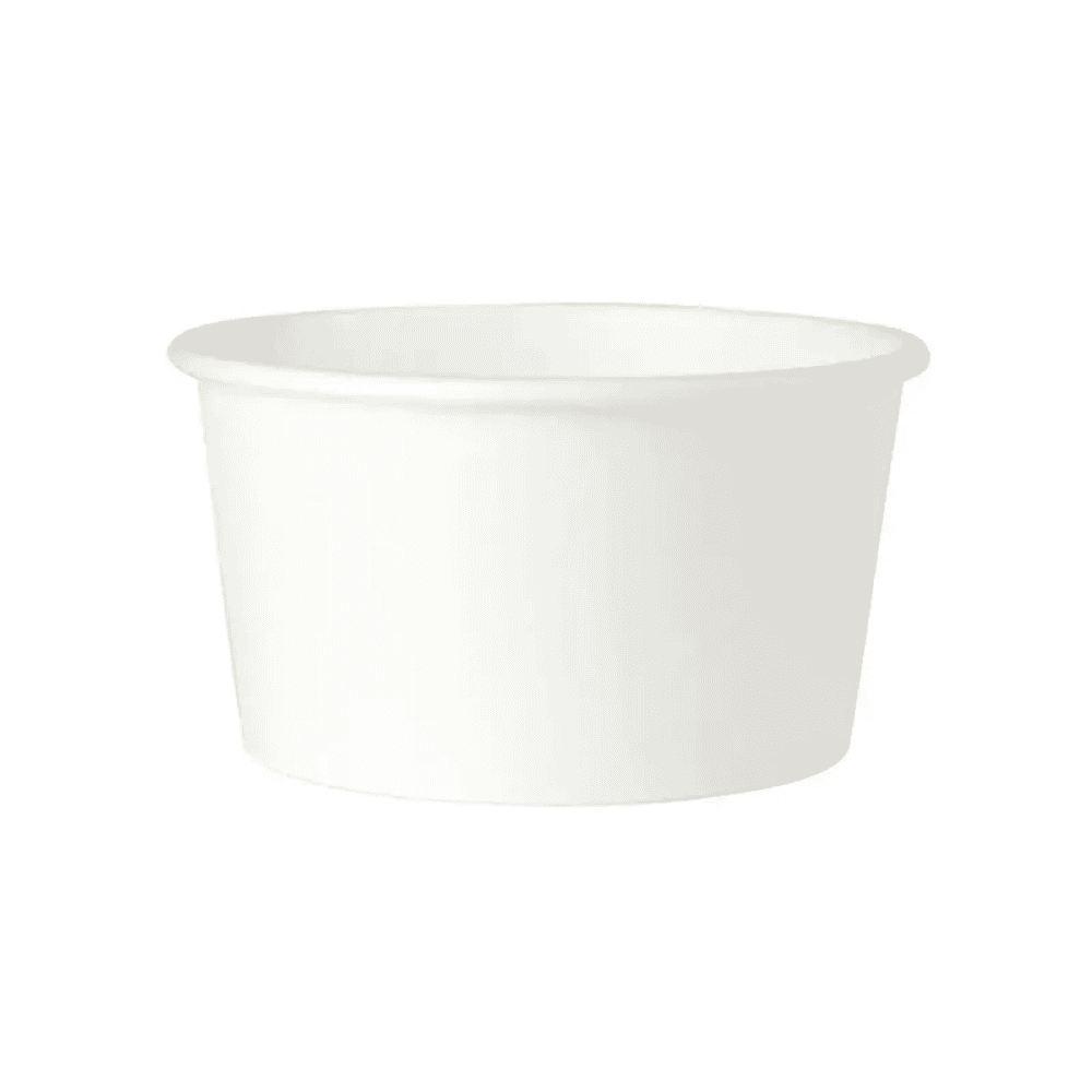Bols à soupe jetables blancs 350 ml en carton et PLA, 100 pcs, compostables et biodégradables.