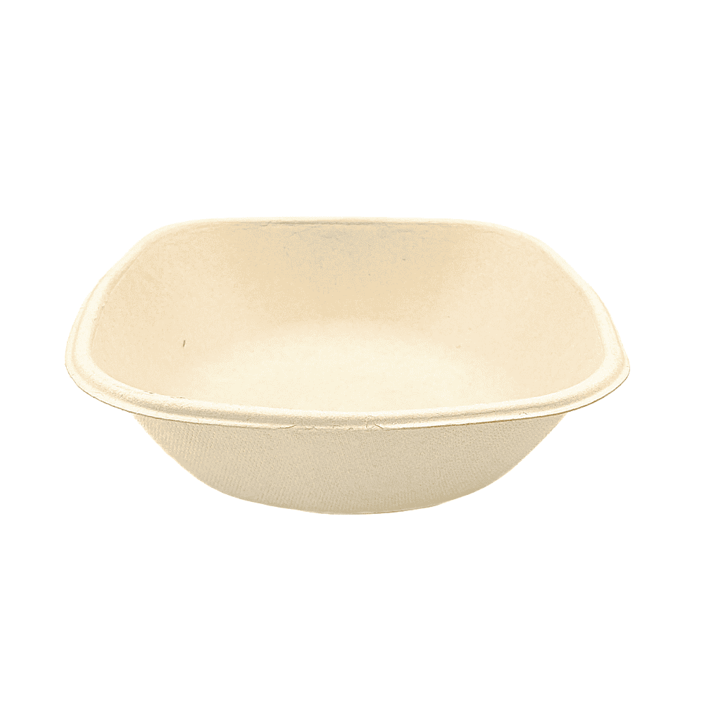 Bols carrés design Havane en cellulose et PLA, 750 ml, lot de 125, compostables.