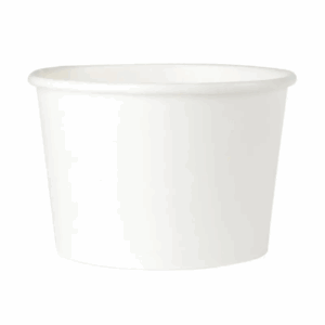 Bol alimentaire blanc 470 ml en carton avec revêtement PLA, compostable.