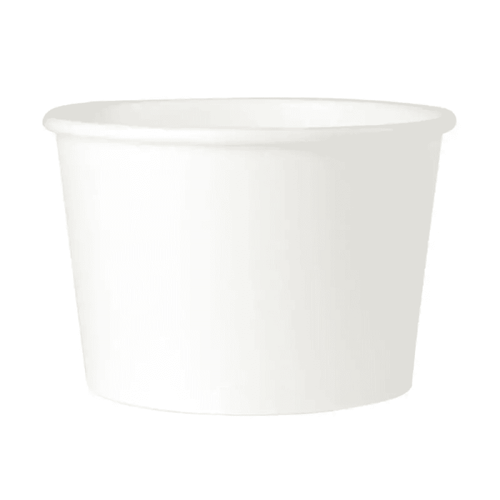 Bol alimentaire blanc 470 ml en carton avec revêtement PLA, compostable.