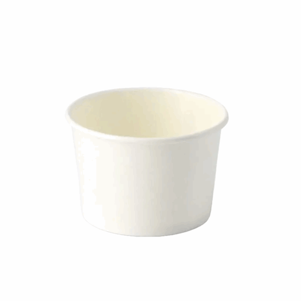 Coupes à glace en carton blanc 160 ml avec revêtement PLA, compostables.