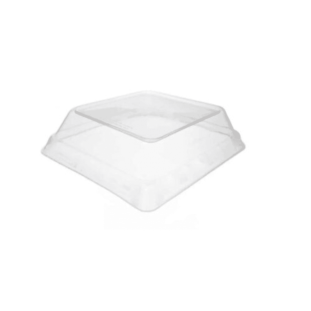 Couvercle transparent en PLA 16 cm biodégradable pour bols carrés.