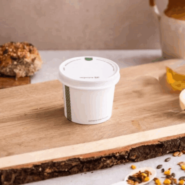 Couvercle en carton pour bols à soupe, vue latérale