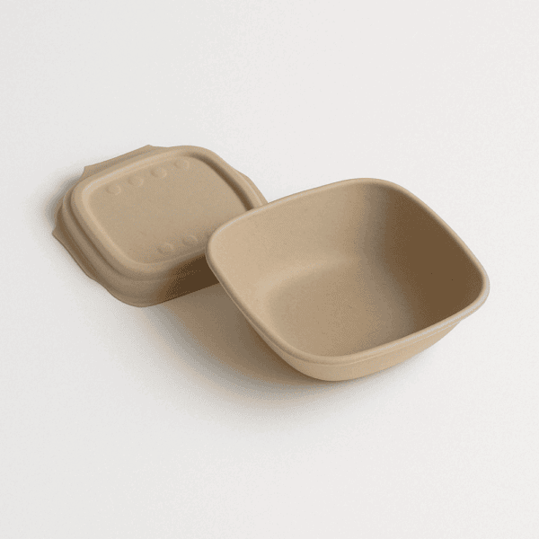 Couvercles écologiques en fibre végétale, adaptés aux contenants alimentaires 600-900 ml.